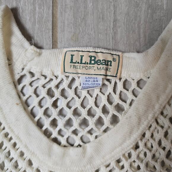 Vtg LL Bean Men’s Fisherman Sailor Top/Bottom Net Mesh Set Cream Coverup M/L - Picture 4 of 8
